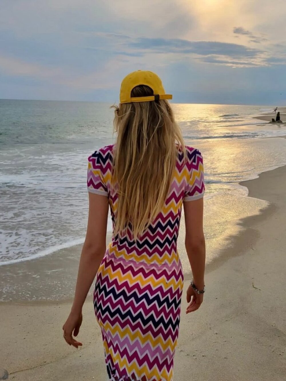 Misson Sport Signature Zig Zag Chevron Beach Maxi Dress Pink Yellow Purple 44